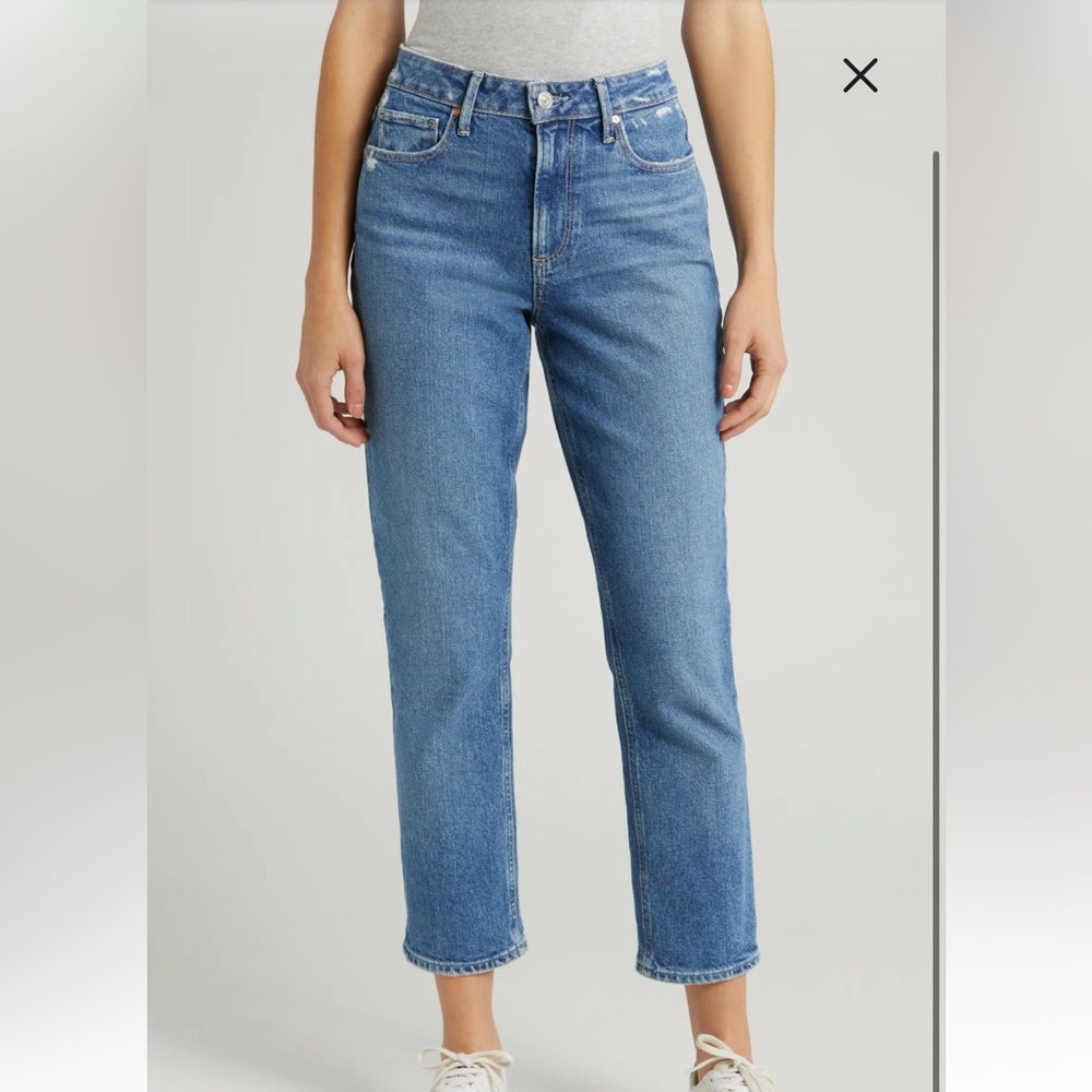 PAIGE Brigette High-Rise Slim Boyfriend with raw hem.